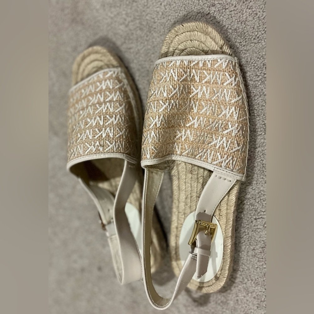 Michael Kors Beige and White Espadrille Sandals